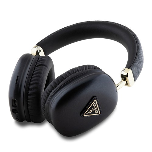 Guess наушники беспроводные накладные Bluetooth Headphones PU 4G Triangle Metal Logo Black