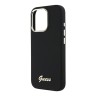 Guess для iPhone 16 Pro Max чехол Liquid silicone Gold metal logo & Camera frame Hard Black