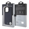 Mercedes для iPhone 16 Pro чехол Leather Plain Smooth with Ring Metal logo Hard Navy (MagSafe)
