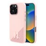 Karl Lagerfeld для iPhone 16 Pro Max чехол Liquid Silicone Shadow Metal logo & Camera Pink (MagSafe)