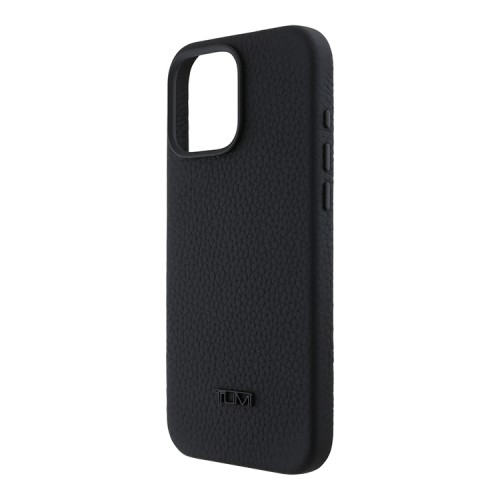 TUMI для iPhone 16 Pro Max чехол Genuine Grained Leather Hard Full Black (MagSafe)