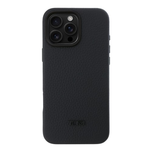 TUMI для iPhone 16 Pro Max чехол Genuine Grained Leather Hard Full Black (MagSafe)