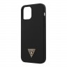 Чехол Guess Liquid Silicone Triangle metal logo для iPhone 12 | 12 Pro, черный