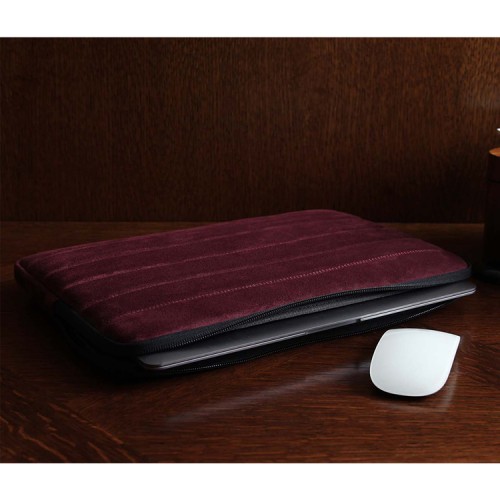Bustha для Macbook Air/Pro 13"/14" (18/22) чехол Puffer Sleeve Suede/Leather (Maroon)