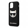 Чехол Karl Lagerfeld 3D Rubber Choupette's head Hard для iPhone 12 | 12 Pro, черный