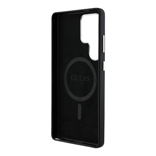 Guess для Galaxy S25 Ultra чехол PU Grained leather Triangle metal logo Hard Black (MagSafe)