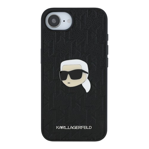 Karl Lagerfeld для iPhone 16e чехол PU Grained Monogram NFT Karl metal Head Hard Black