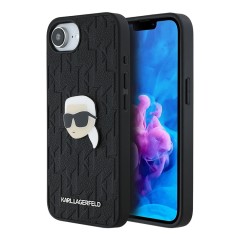 Karl Lagerfeld для iPhone 16e чехол PU Grained Monogram NFT Karl metal Head Hard Black