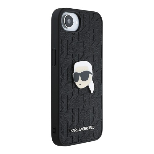 Karl Lagerfeld для iPhone 16e чехол PU Grained Monogram NFT Karl metal Head Hard Black
