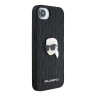 Karl Lagerfeld для iPhone 16e чехол PU Grained Monogram NFT Karl metal Head Hard Black