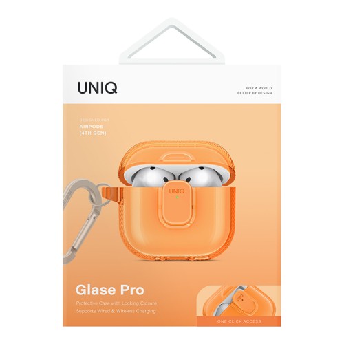 Uniq для Airpods 4 чехол Glase PRO TPU Lock case Golden Citrus