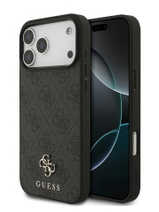 Guess для iPhone 17 Pro чехол PU 4G Small metal logo Hard Black (MagSafe)
