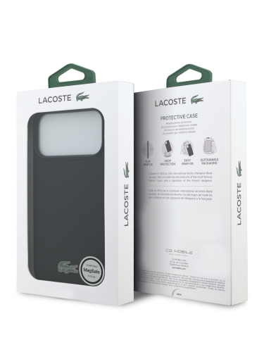 Lacoste для iPhone 17 Pro Max чехол PVC Metal Lacquer logo Hard Black (MagSafe)