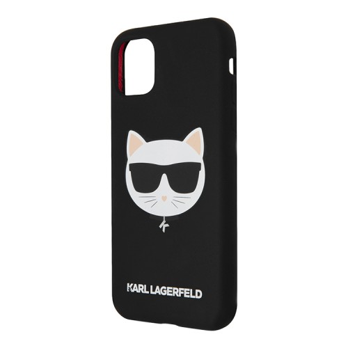 Чехол Karl Lagerfeld Liquid silicone Choupette Hard для iPhone 11, черный