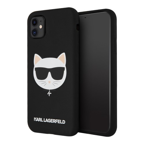 Чехол Karl Lagerfeld Liquid silicone Choupette Hard для iPhone 11, черный