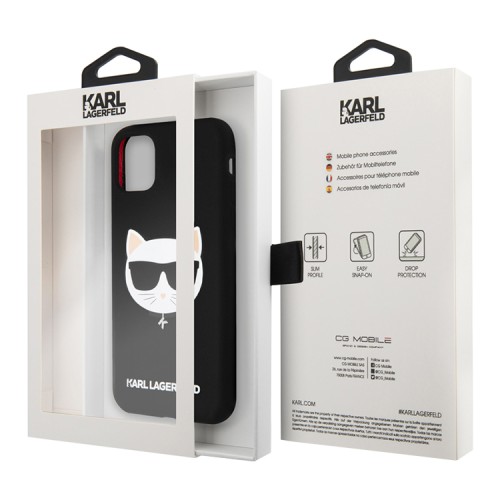 Чехол Karl Lagerfeld Liquid silicone Choupette Hard для iPhone 11, черный