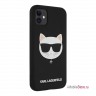 Чехол Karl Lagerfeld Liquid silicone Choupette Hard для iPhone 11, черный