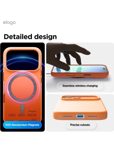 Elago для iPhone 17 Pro чехол Magnetic Silicone Orange (MagSafe)