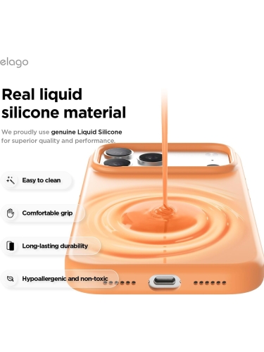Elago для iPhone 17 Pro чехол Magnetic Silicone Orange (MagSafe)