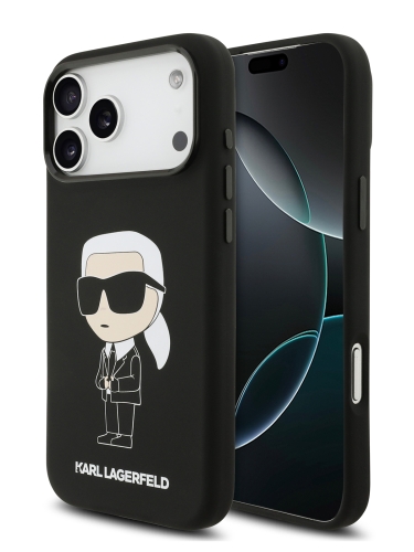 Karl Lagerfeld для iPhone 17 Pro чехол Liquid silicone NFT Karl Ikonik Metal Cam Hard Black (MagSafe)