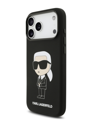 Karl Lagerfeld для iPhone 17 Pro чехол Liquid silicone NFT Karl Ikonik Metal Cam Hard Black (MagSafe)