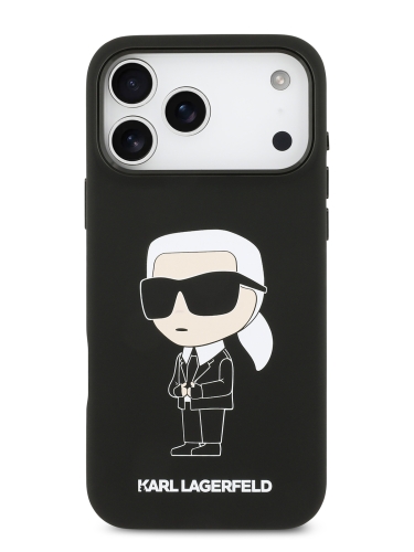 Karl Lagerfeld для iPhone 17 Pro чехол Liquid silicone NFT Karl Ikonik Metal Cam Hard Black (MagSafe)