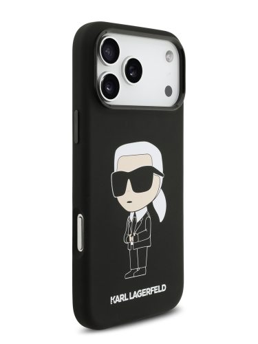 Karl Lagerfeld для iPhone 17 Pro чехол Liquid silicone NFT Karl Ikonik Metal Cam Hard Black (MagSafe)