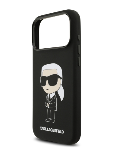 Karl Lagerfeld для iPhone 17 Pro чехол Liquid silicone NFT Karl Ikonik Metal Cam Hard Black (MagSafe)