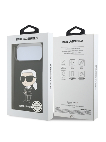 Karl Lagerfeld для iPhone 17 Pro чехол Liquid silicone NFT Karl Ikonik Metal Cam Hard Black (MagSafe)