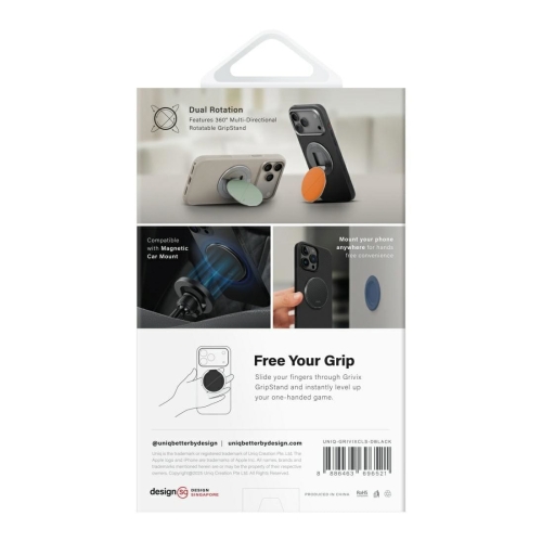 Uniq магнитный держатель GRIVIX 360 Magnetic Mount & Grip Stand Sage Steel
