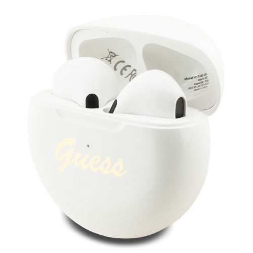 Guess Наушники TWS Bluetooth Small Round with Printed Script logo White