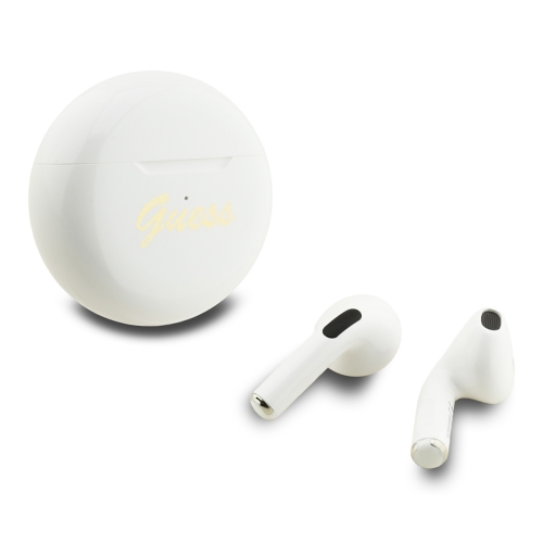 Guess Наушники TWS Bluetooth Small Round with Printed Script logo White