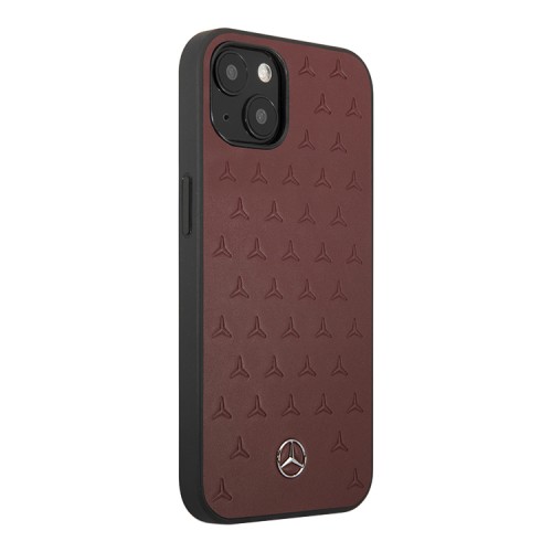 Кожаный чехол Mercedes Genuine leather Stars Hard для iPhone 13, красный
