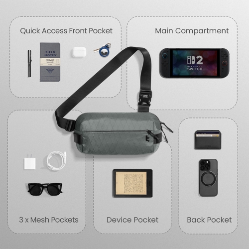 Tomtoc Travel сумка для планшетов Explorer-T21 X-pac Sling Bag S 8.3"/3L Gray