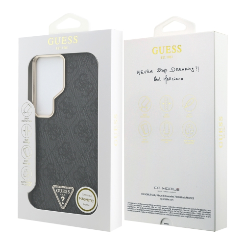 Guess для Galaxy S26 Ultra чехол PU 4G Triangle Diamond metal logo Gold camera Hard Black (MagSafe)