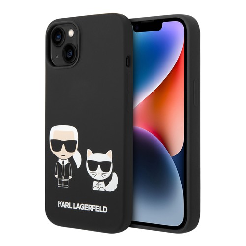 Чехол Lagerfeld Liquid silicone Karl & Choupette Hard для iPhone 14 Plus, черный