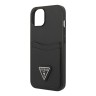 Чехол Guess PU Saffiano Double cardslot w Metal triangle logo Hard для iPhone 14 Plus, черный