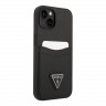 Чехол Guess PU Saffiano Double cardslot w Metal triangle logo Hard для iPhone 14 Plus, черный