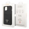 Чехол Guess PU Saffiano Double cardslot w Metal triangle logo Hard для iPhone 14 Plus, черный