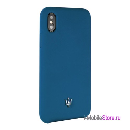Чехол Maserati Silicone для iPhone XS Max, синий