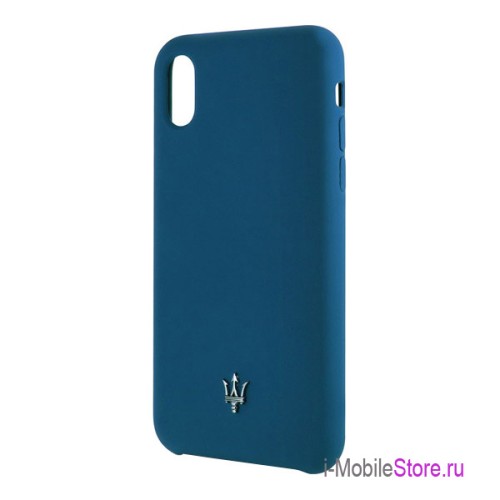 Чехол Maserati Silicone для iPhone XS Max, синий