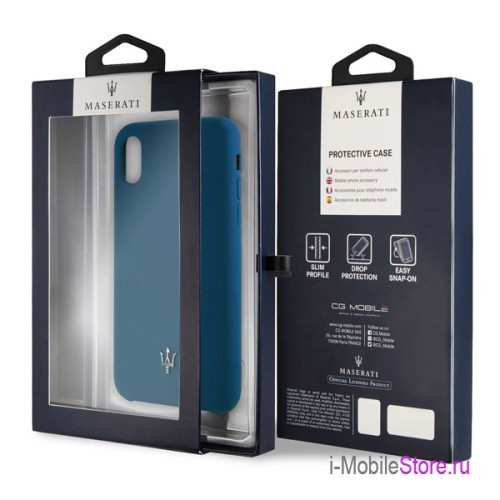 Чехол Maserati Silicone для iPhone XS Max, синий