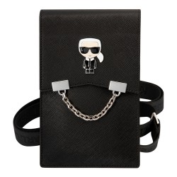 Сумка Lagerfeld Wallet Phone Bag PU Saffiano Metal Ikonik with Chain для смартфонов, черная