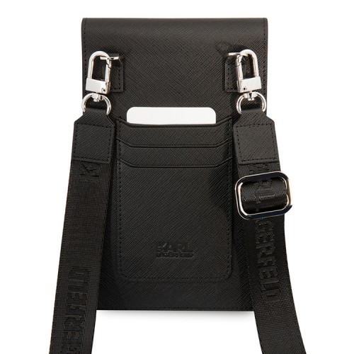 Сумка Karl Lagerfeld Wallet Phone Bag PU Saffiano Metal Ikonik with Chain для смартфонов, черная