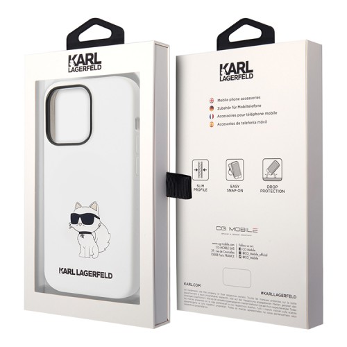 Чехол Lagerfeld Liquid silicone NFT Choupette Hard для iPhone 14 Pro, белый (Magsafe)