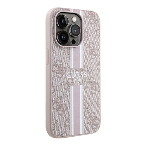 Чехол Guess PU 4G Stripes Hard для iPhone 13 Pro Max, розовый (MagSafe)