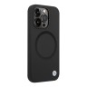 BMW для iPhone 14 Pro Max чехол Signature Liquid silicone Laser Ring Hard Black (MagSafe)