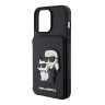 Karl Lagerfeld для iPhone 15 Pro Max чехол Cardslot Stand PU Saffiano NFT Karl & Choupette Hard Black
