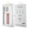 Guess для iPhone 15 Pro чехол GripStand PU Saffiano with 4G Big metal logo Hard Clear/Pink