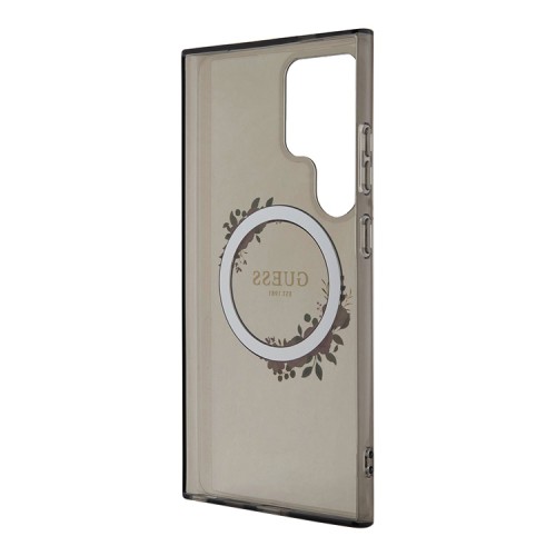 Guess для Galaxy S24 Ultra чехол PC/TPU Flowers Wreath Hard Black (MagSafe)